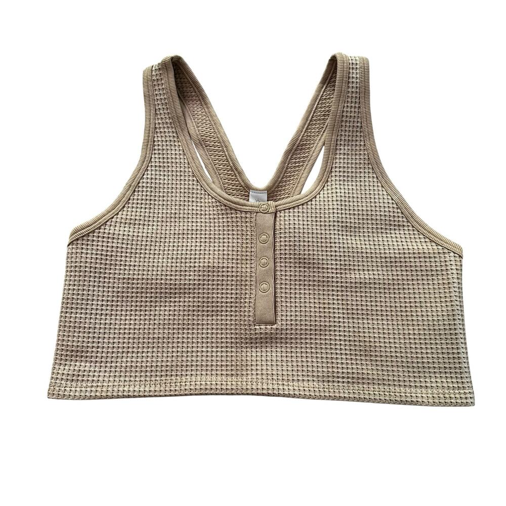 Aerie Offline Recharge tan waffle knit racerback bralette size M
